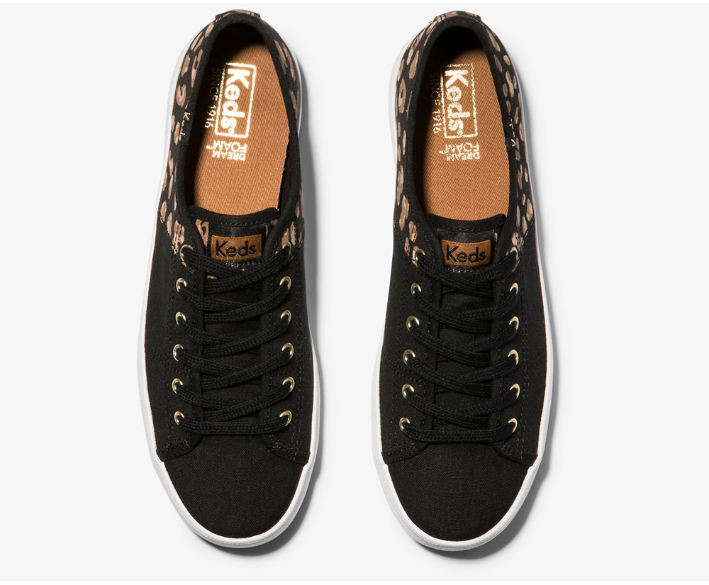 Zapatillas Keds Mujer Negras/Marrones - Kickstart 50/50 Leopard. - 590-LPURMJ